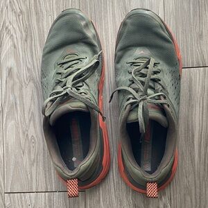 Hoka Challenger size 10 Men's Olive and Coral Sneakers